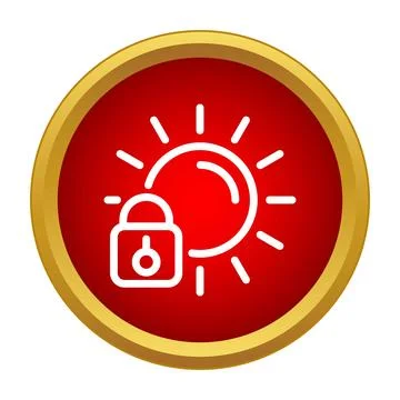 Sun and padlock icon vector button Illustrazione stock