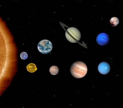 Sun and planets of the solar system Stock Illustration