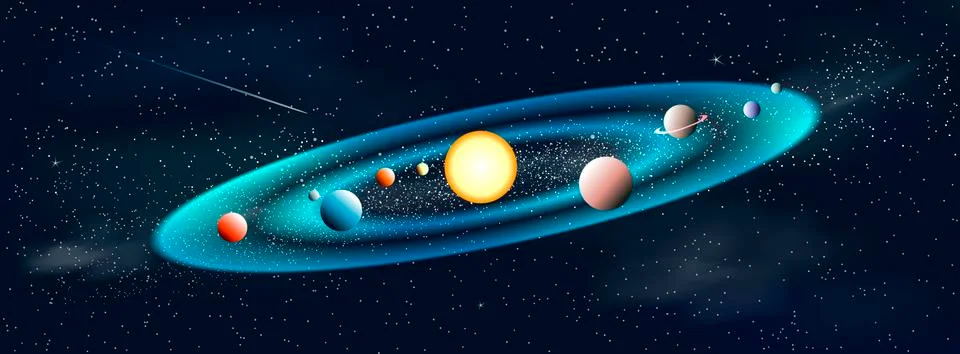 Sun and planets star system Stock Illustration