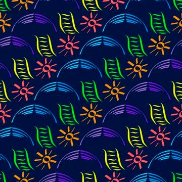 The sun and a rainbow Stock Illustration