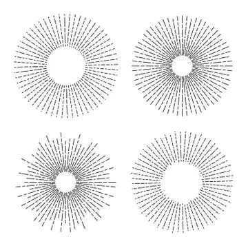 Sun and rays vector icons set of thin line Stock Illustration