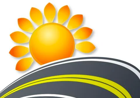 Sun and road logo Stock Illustration