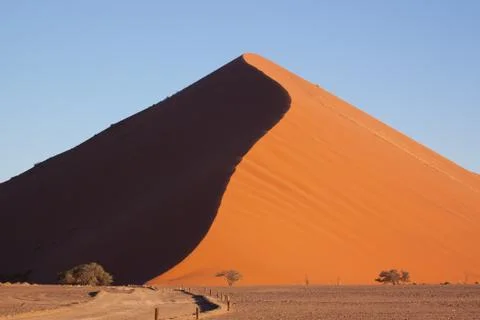Sun and shadow shot of dune 45 in Namibia Stock Photos