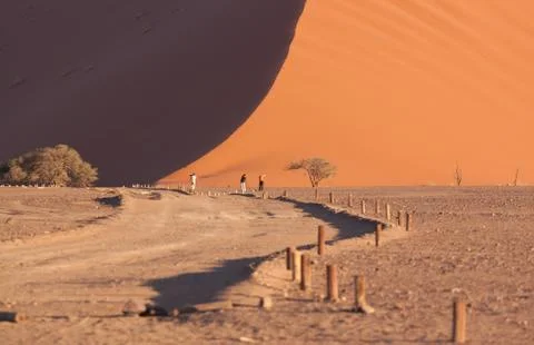 Sun and shadow shot of dune 45 in Namibia Stock Photos