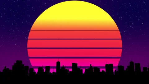 Sun And Skyline Retro Loop Stock Footage 234953464