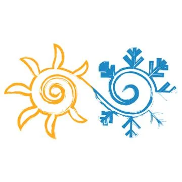 Sun and snowflake abstract Stock Illustration