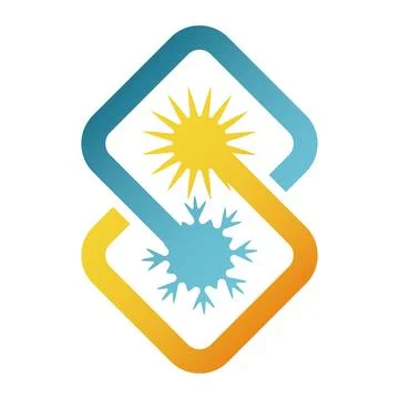 Sun and snowflake air conditioner sign Stock Illustration