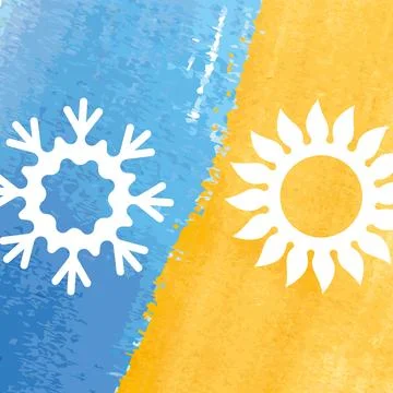 Sun and snowflake air conditioner abstract design Stock Illustration