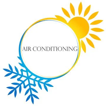Sun and snowflake in a circle air conditioner Stock Illustration