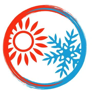 Sun and snowflake in the circle air conditioner symbol Stock Illustration