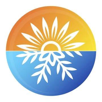 Sun and snowflake in a circle, symbol for air conditioner Stock Illustration
