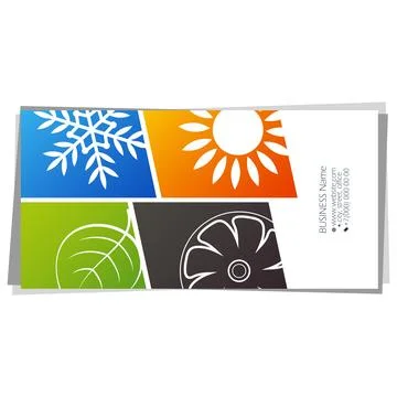 Sun and snowflake green leaf fan eco air conditioner business card Stock Illustration