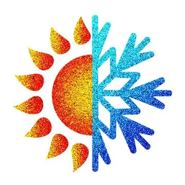 Sun and snowflake heating and cooling Stock Illustration