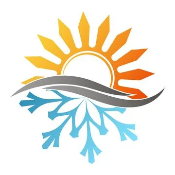 Sun and snowflake heating ventilation and water supply symbol Stock Illustration