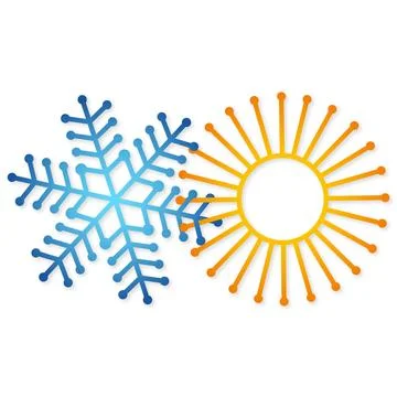 Sun and snowflake warm cold symbol Stock Illustration