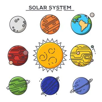 Sun and solar system planets. Stock Illustration