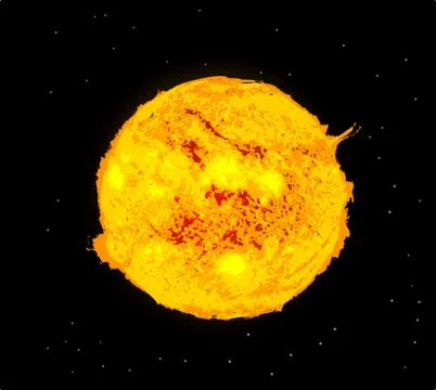 Sun and space on black star space background Stock Illustration