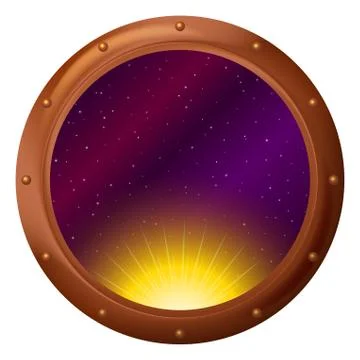 Sun and space in window Stock Illustration