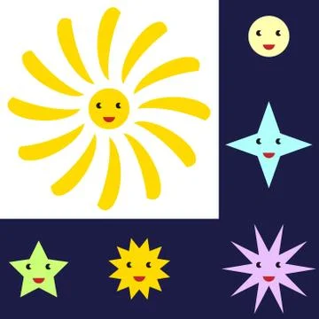 Sun and star characters Stock Illustration