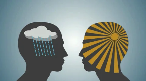 Sun and storm in two human head Stock Footage 36028991