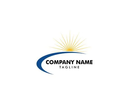 Sun and Swoosh Logo Template Stock Illustration