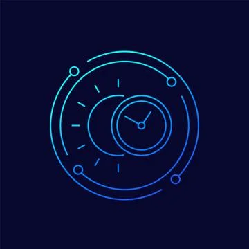 Sun and time line icon, vector Stock Illustration