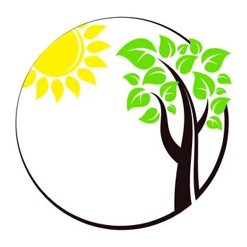 Sun and tree in a circle design Stock Illustration