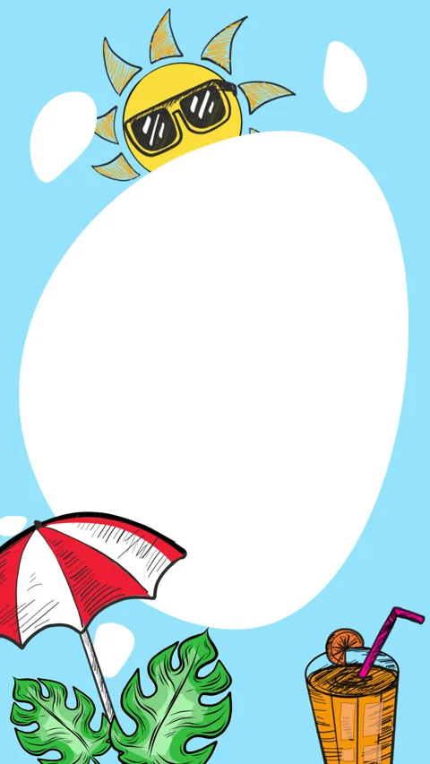 SUN AND UMBRELLA SIDE VERTICAL FRAME Stock Footage 268982423