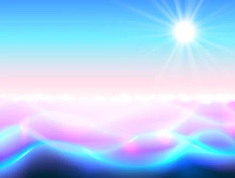 Sun and Water Paradise Background, Magic Ripple Shine. Stock-Illustration