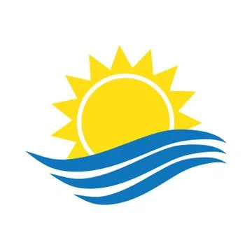 Sun and wave icon Stock Illustration