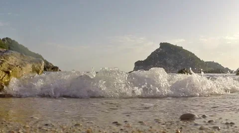 Sun and waves at Sea, slow motion Stock Footage 40336011