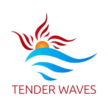 Sun and waves symbol Stock Illustration