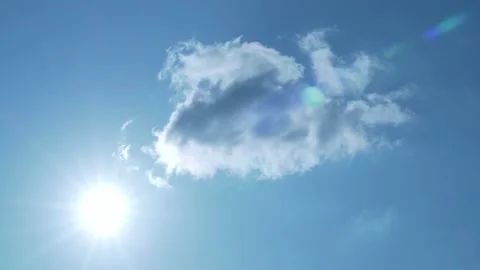 The Sun and the White Cloud in the Blue Sky, Beautiful Time Lapse, The Sun Comes Stock Footage 151285146