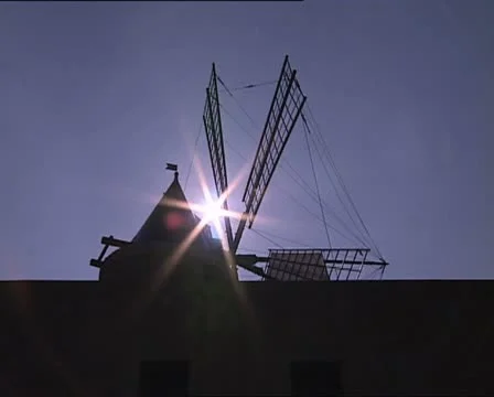 SUN and windmill full shot Video stock 21333821