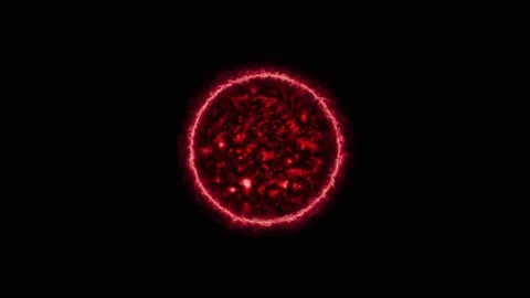 Sun animation. Bed giant star isolated on a black background. Abstract space Stock Footage 165500044