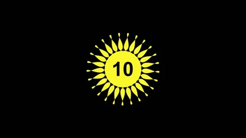 Sun animation with number ten. Sun yellow solar symbol on black. Sun abstra.. Stock Footage 337619236