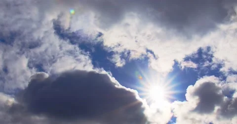 Sun appears behind fast moving dark clouds Stock Footage 150643094