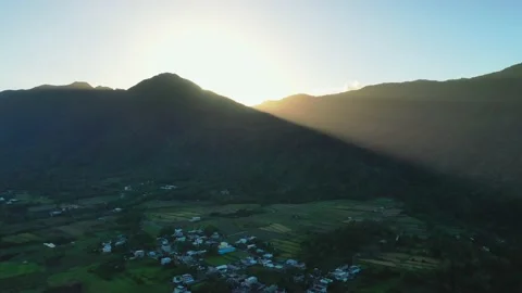 Sun appears behind the mountain, Taidung, Taiwan Stock Footage 146277726
