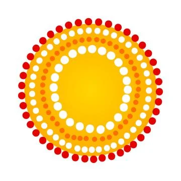 Sun in australian aboriginal decorative ethnic style on white background. Stock Illustration