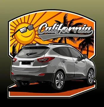Sun background car vector template Stock Illustration