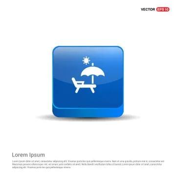 Sun Bath Icon - 3d Blue Button 库存插图