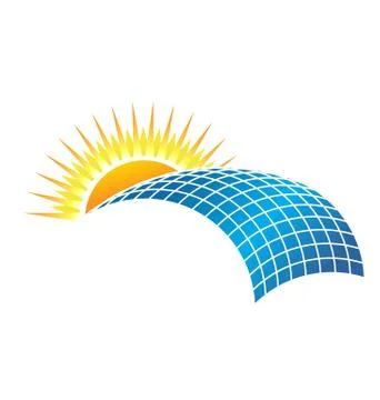 Sun with battery grid logo Illustrazione stock