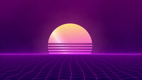 Sun on beach. 80s style, Retro Futurism Background. Stock Footage 163890189
