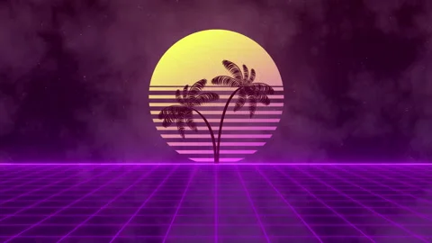 Sun on beach. 80s style, Retro Futurism Background. Stock Footage 163920776