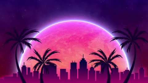 Sun on beach. 80s style, Retro Futurism Background. Stock Footage 163921157