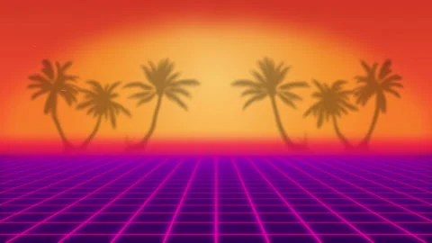 Sun on beach. 80s style, Retro Futurism Background. Stock Footage 219643692