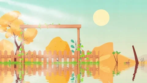 Sun Beach Landscape Animation Video stock 306206920