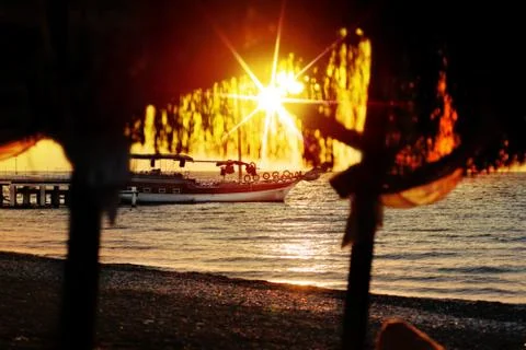Sun on beach at sunday Stock Photos