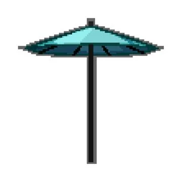 Sun beach umbrella pixel art vector illustration 스톡 일러스트