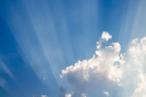 Sun beam on blue sky Stock Photos
